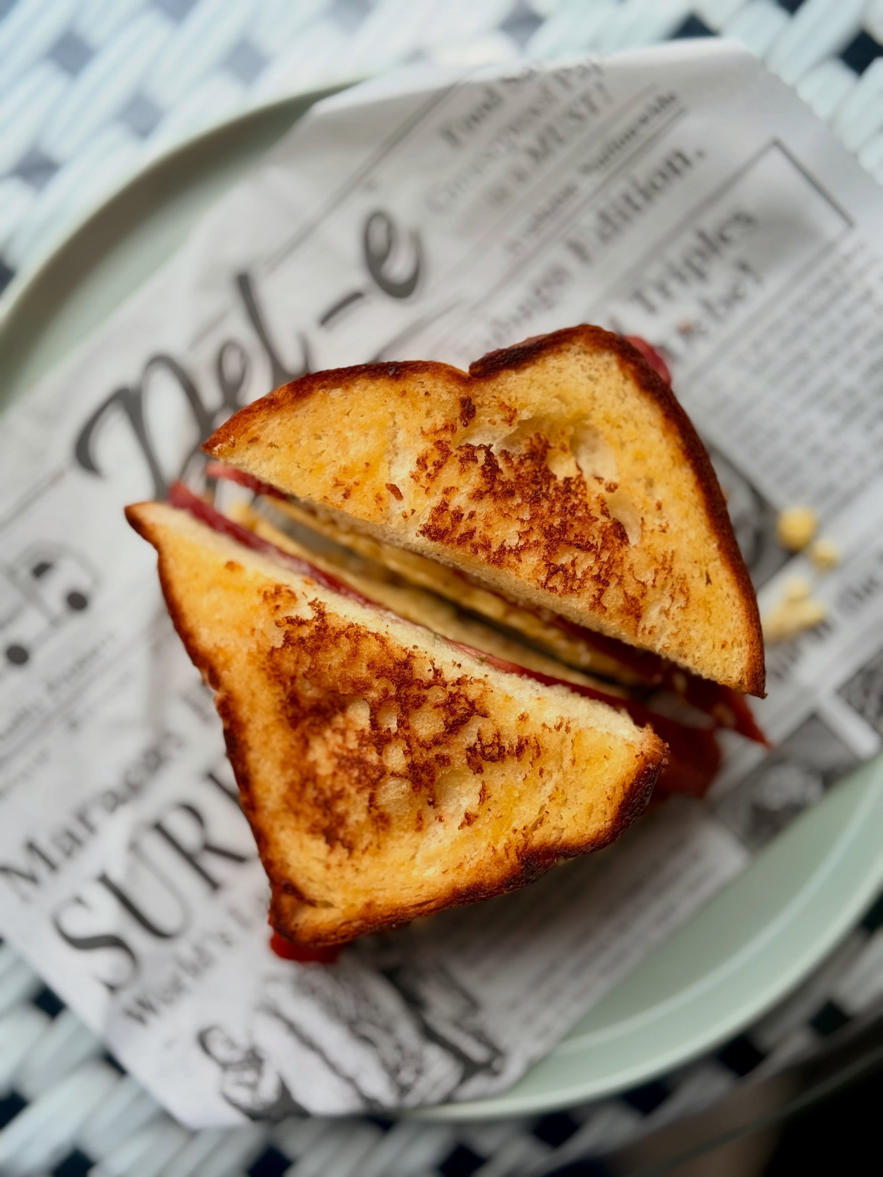 Egg Boss breakfast sandwich on toasted sourdough